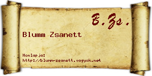 Blumm Zsanett névjegykártya